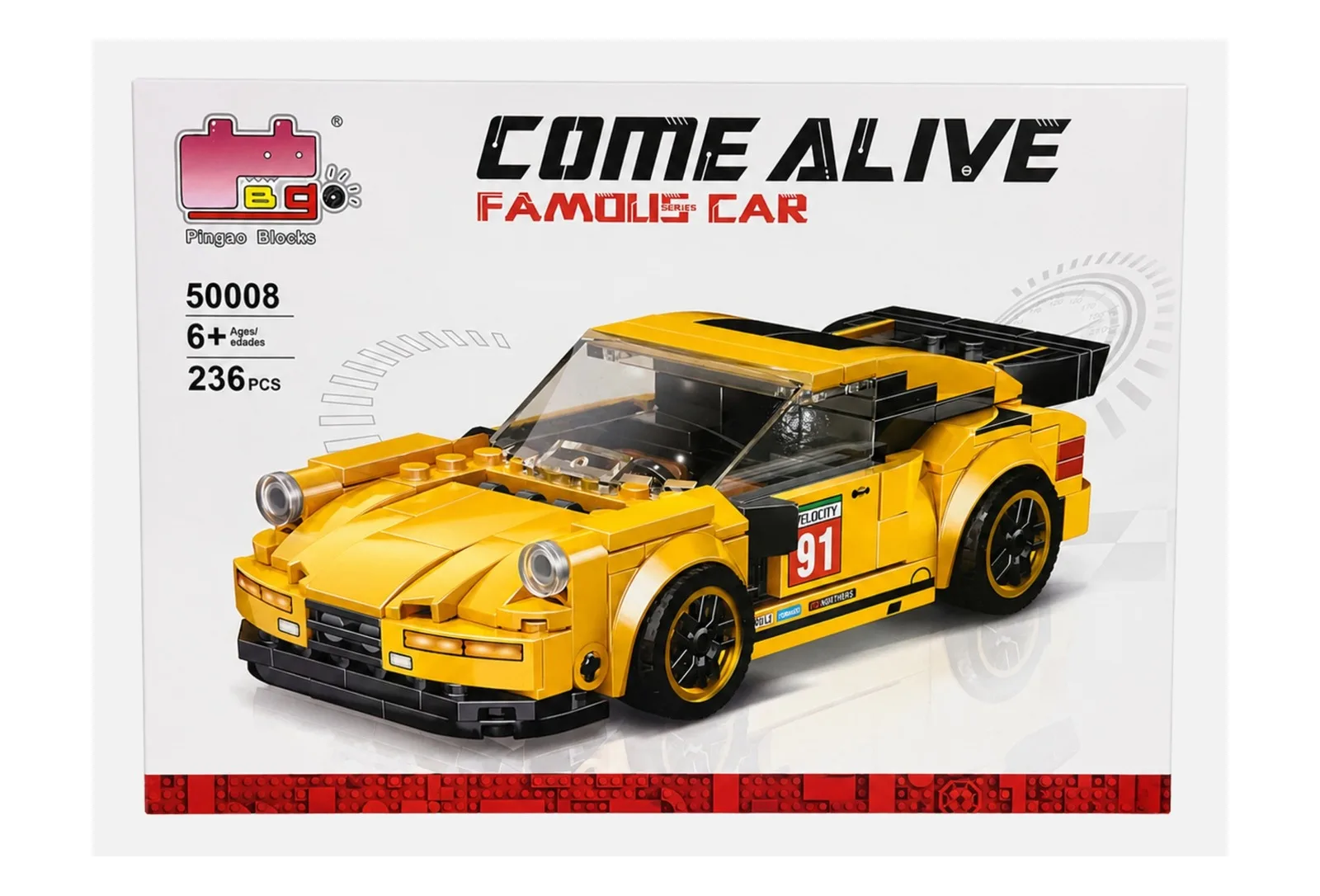 8JM12803_1 Come Alive Famous Car 50008 – Yellow Race Car - 1