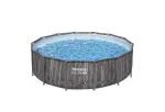 Steel Pro MAX™ Wood-Print Round Frame Pool Set - 1