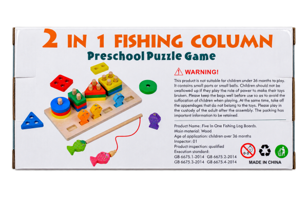 2-in-1 Fishing Column Wooden Game