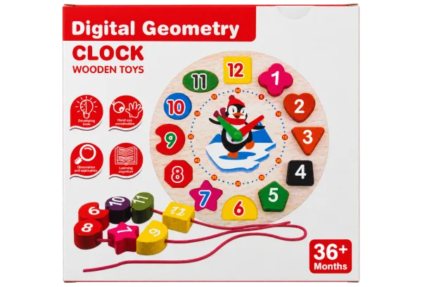 Digital Geometry Clock Wooden Learning Toy - 1