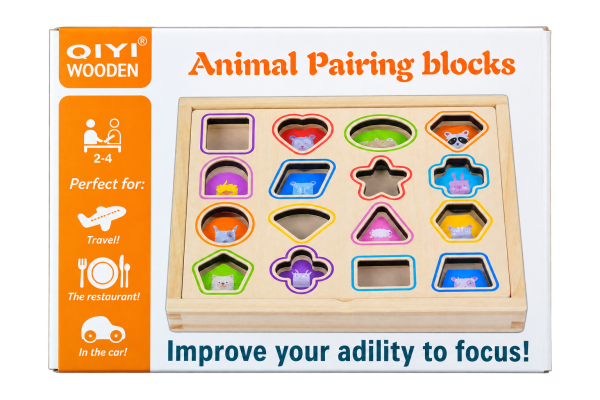 Animal Pairing Blocks Wooden Matching Board - 1