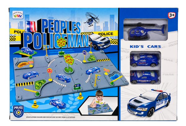 Police Play Mat Set with Cars and Helicopter - 1