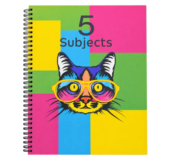 5 Subjects Spiral Notebook - Pop-Art Cat