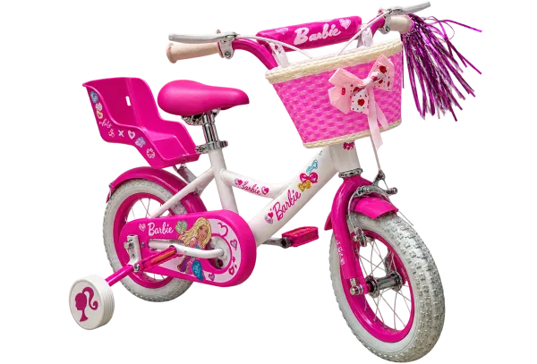 Barbie Kids Bike with Doll Seat & Basket – Pink & White - 1