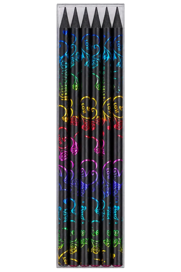 Black Love Foil Pencils – 6 pcs - 1