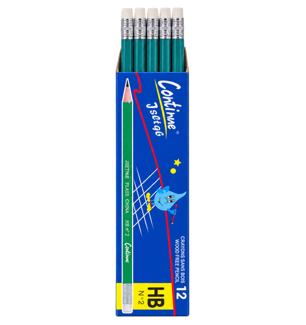 Continue HB Wood-Free Pencils with Eraser – 12 pcs - 1