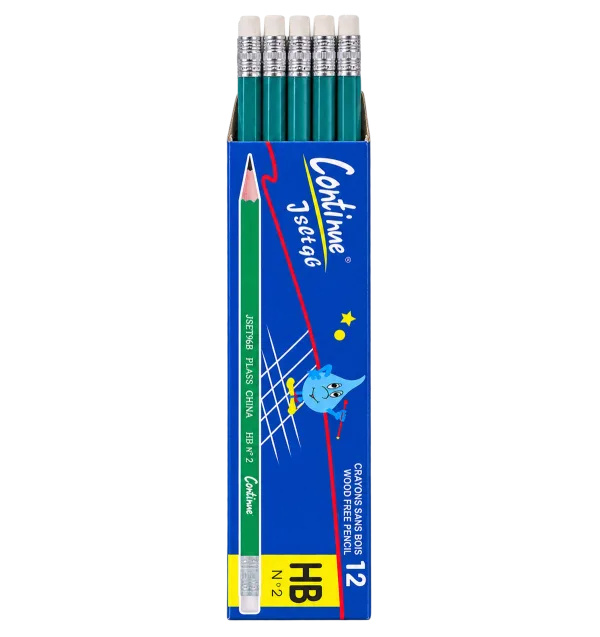 Continue HB Wood-Free Pencils with Eraser – 12 pcs - 1