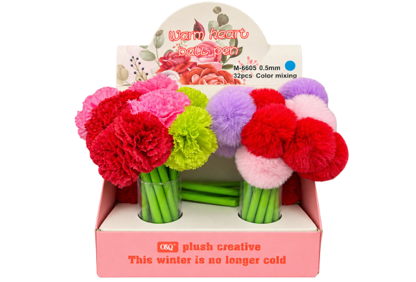 O&Q Warm Heart Flower Ball Pen M-6605 - 1