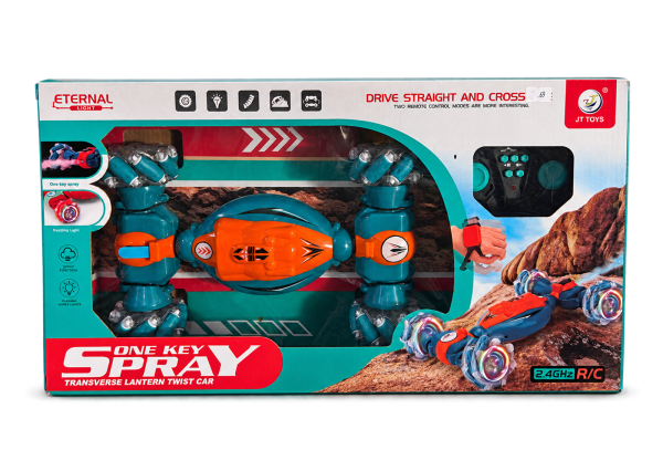 One Key Spray Stunt Car - Teal - image 1