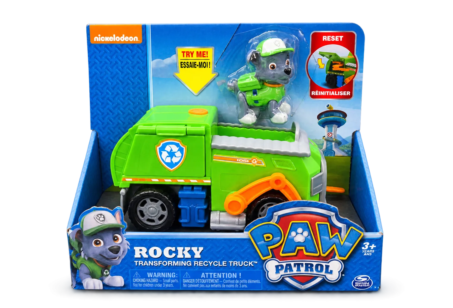 Paw Patrol Rocky Transforming Recycle Truck front view Paw Patrol Rocky Transforming Recycle Truck front view