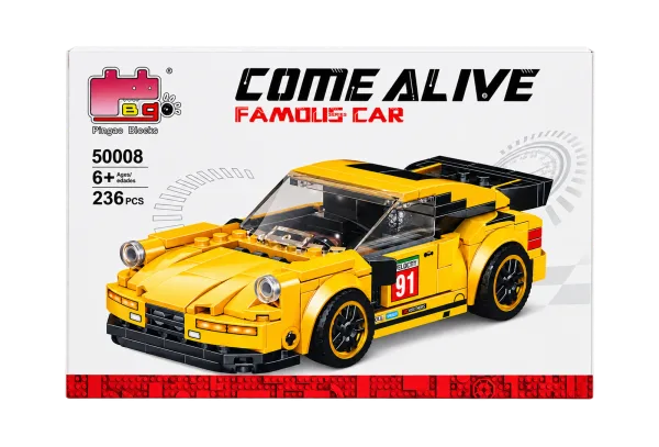 PINGAO Come Alive Famous Car 50008 236-Piece Yellow Race Car - front