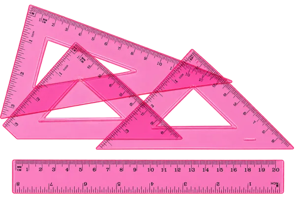 Pink Geometry Ruler Set – 4 pcs - 1