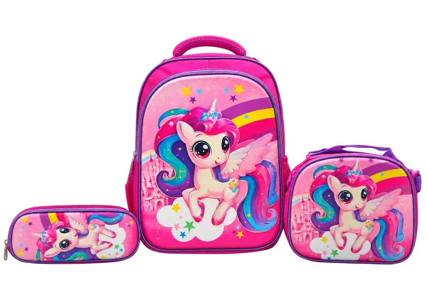 Pink Unicorn Backpack Set – 3 pcs - 1