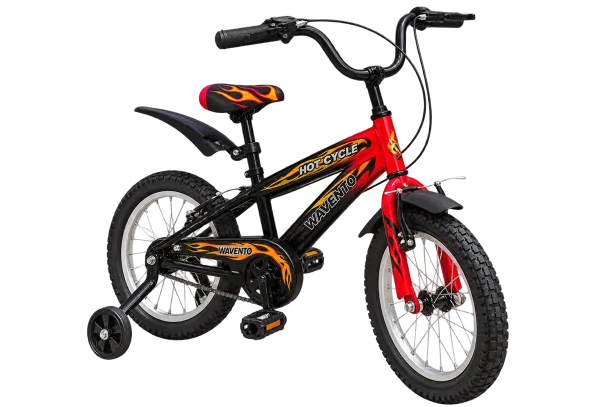 Wavento Hot Cycle Kids Bike with Training Wheels – Black & Red - 1